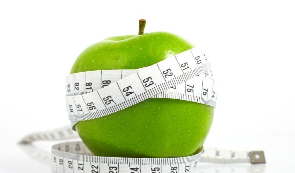 an apple wrapped in a measuring tape