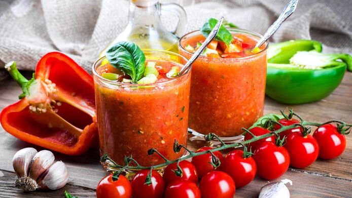 Detox smoothies with cherry tomatoes and peppers for energy and weight loss