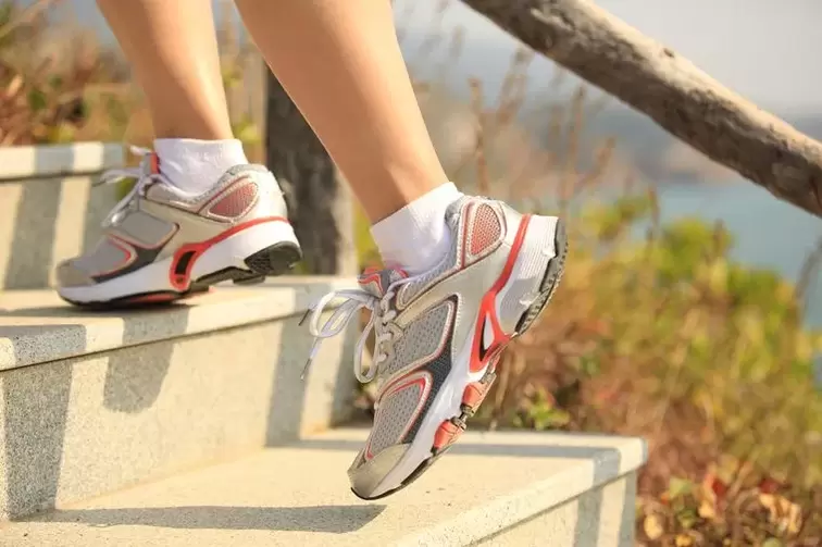Running up the stairs is a way to strengthen your leg muscles and lose weight
